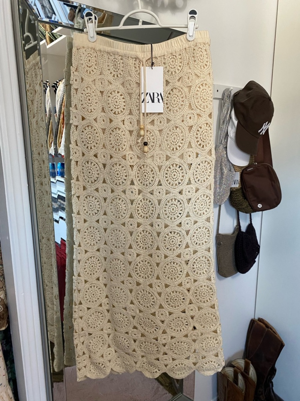 NWT! ZARA cream crochet maxi skirt